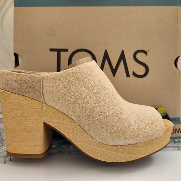 TOMS "Florence" Honey Beige" Suede Block heeled mules. NIB. Size: various - Picture 4 of 15